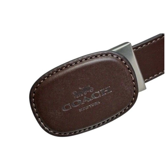 Coach Belt Plaque Buckle One Size CW737 42” Maple Brown Leather Silver-Tone NWT - Picture 10 of 14